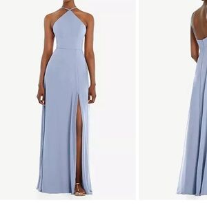 Lovely Diamond Halter Maxi Dress with Adjustable Straps in Sky Blue NWT SZ 16